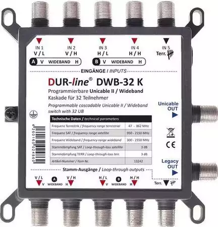 DUR-line DWB-32 K WB2X8 Wideband Einkabellösung für 2x8 Teilnehmer EN50494 (Unicable I)