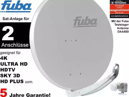 2 Teilnehmer Sat-Anlage - Fuba Profi85 DEK206G Schüsselgröße: 85 cm 2 Anschlüsse hellgrau 4K / 3D / HDTV ready