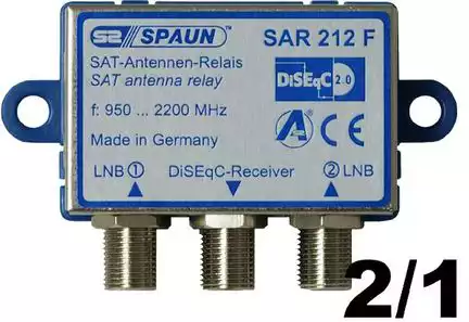 11111DiSEqC Schalter 2/1 | DiSEqC Umschalter 2 Satelliten für 1 Teilehmer Spaun SAR 212WSG inkl. Wetterschutzgehäuse