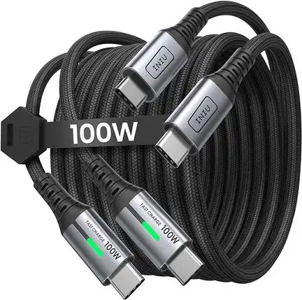 11111INIU SwooshCord 100W USB-C 3.1 USB-C Schnellladekabel USB-C Verbindungskabel/ Schnellladekabel 100W 2m schwarz/silber