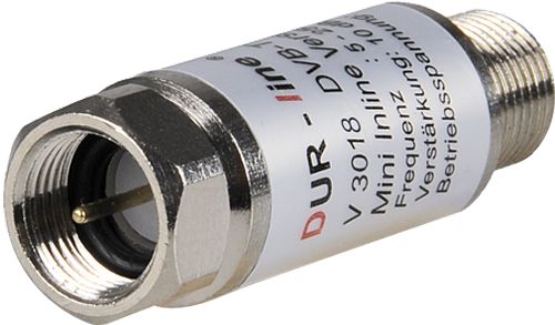 DUR-line V3018 Mini Inline Verstärker Verstärkung 18 dB für Sat und DVB-T2 5-2500 MHz