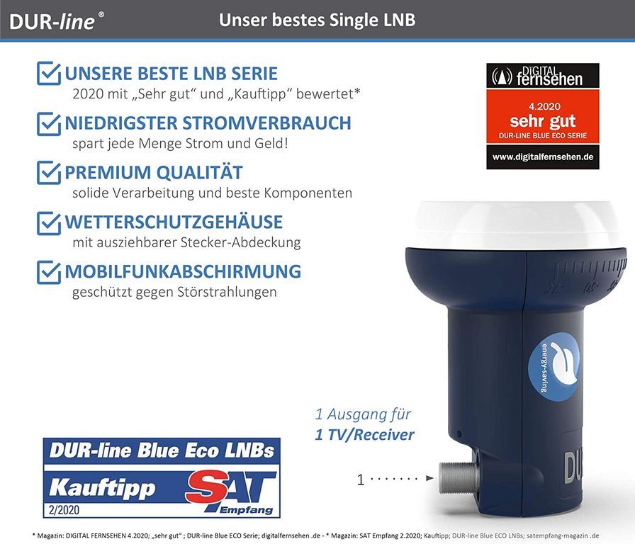 Single LNB - DUR-line Blue ECO 11065 Stromspar-LNB - 1 Teilnehmer --/bilder/big/11065_2.jpg