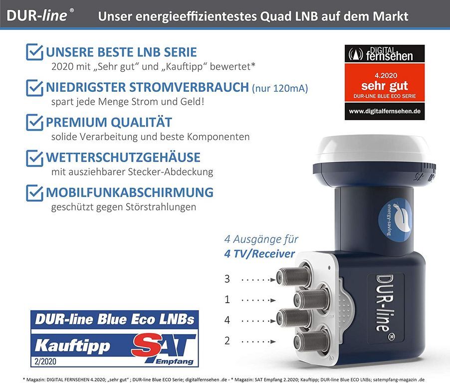 Quad LNB - DUR-line Blue ECO 11068 Stromspar-LNB - 4 Teilnehmer --/bilder/big/11068_2.jpg