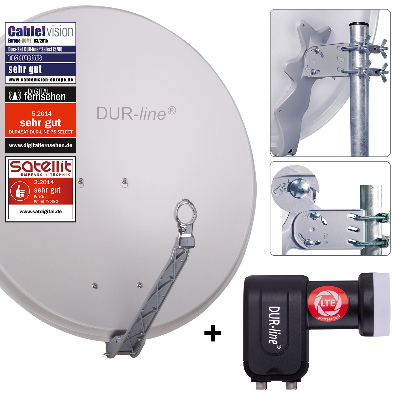 DUR-line 2 Teilnehmer Set 80 cm - Qualitäts-Sat-Komplettanlage 12355-/bilder/big/12355_2.jpg