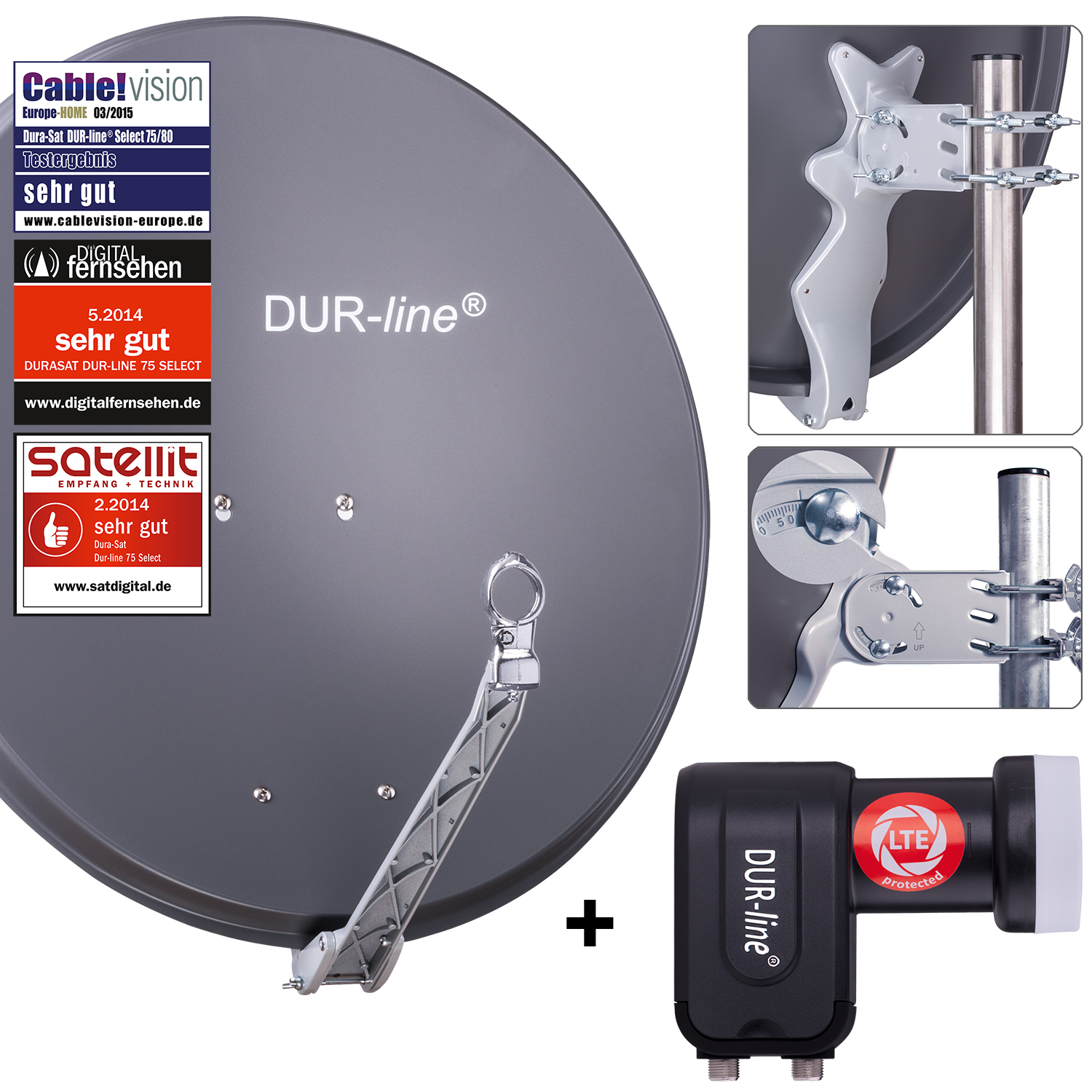 DUR-line 2 Teilnehmer Set 80 cm - Qualitäts-Sat-Komplettanlage 12356-/bilder/big/12356_2.jpg