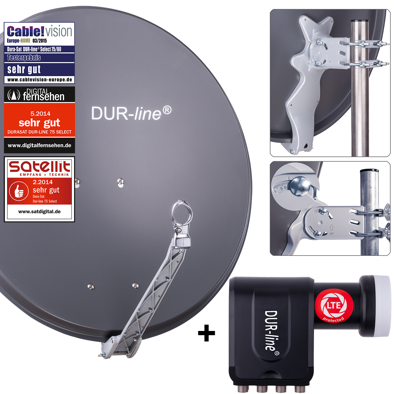 DUR-line 8 Teilnehmer Set 80 cm - Qualitäts-Sat-Komplettanlage 12366-/bilder/big/12366_2.jpg