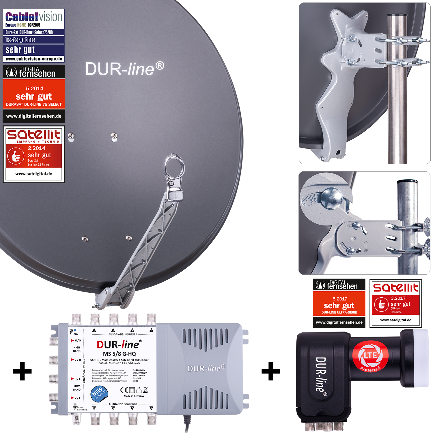 DUR-line 8 Teilnehmer Set 80 cm - Qualitäts-Sat-Komplettanlage 12381-/bilder/big/12381_2.jpg