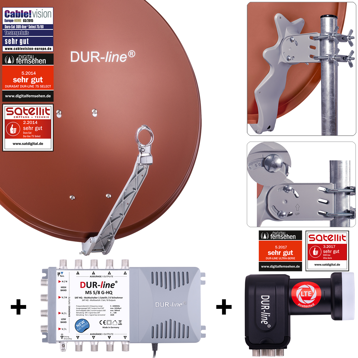 DUR-line 8 Teilnehmer Set 80 cm - Qualitäts-Sat-Komplettanlage 12382-/bilder/big/12382_2.jpg