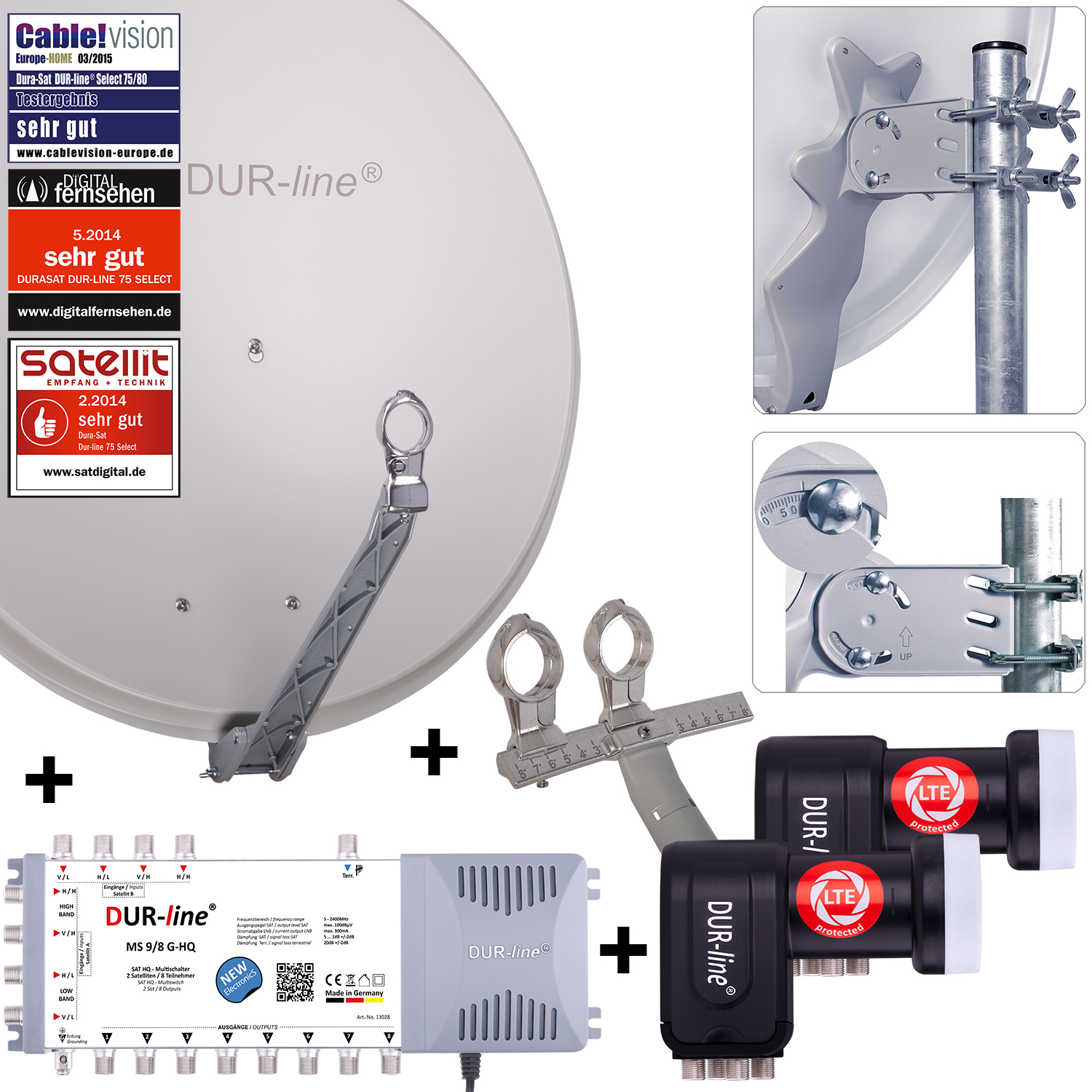 DUR-line 8 Teilnehmer Set 80 cm - Qualitäts-Sat-Komplettanlage 12395-/bilder/big/12395_2.jpg