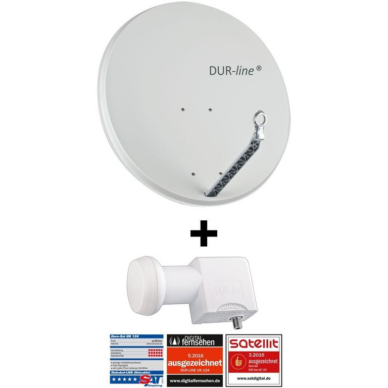 24 Teilnehmer Set 90 cm - Qualitäts-Sat-Komplettanlage 12430 Select 85cm/90cm ALU Spiegel/Schüssel DUR-line + Unicable LNB hellgrau - für 24 Receiver/TV [Neuste Technik DVB-S2 4K 3D]