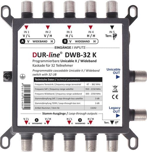 DUR-line DWB-32 K WB2X8 Wideband Einkabellösung für 2x8 Teilnehmer EN50494 (Unicable I)