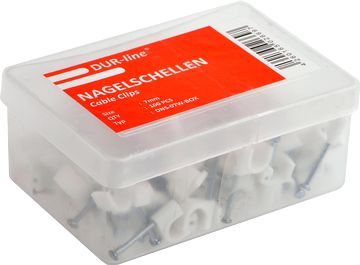 DUR-line 100 Stk. 7mm Kabelschellen / Nagelschellen Box: Inhalt 100 Stück weiß