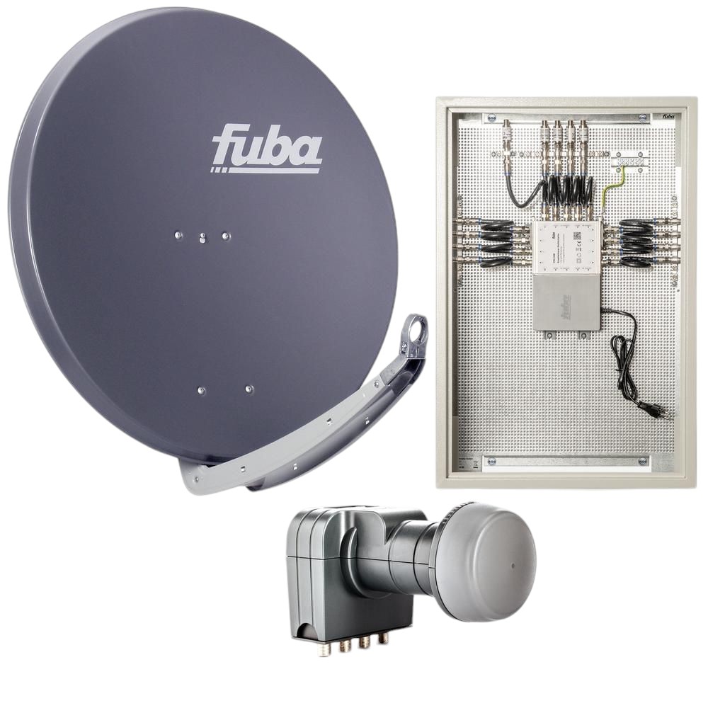 8 Teilnehmer Sat-Anlage mit Multischalterpanel - Fuba Kompettanlage DAP858A Schüsselgröße: 85 cm 8 Anschlüsse anthrazit 4K / 3D / HDTV ready