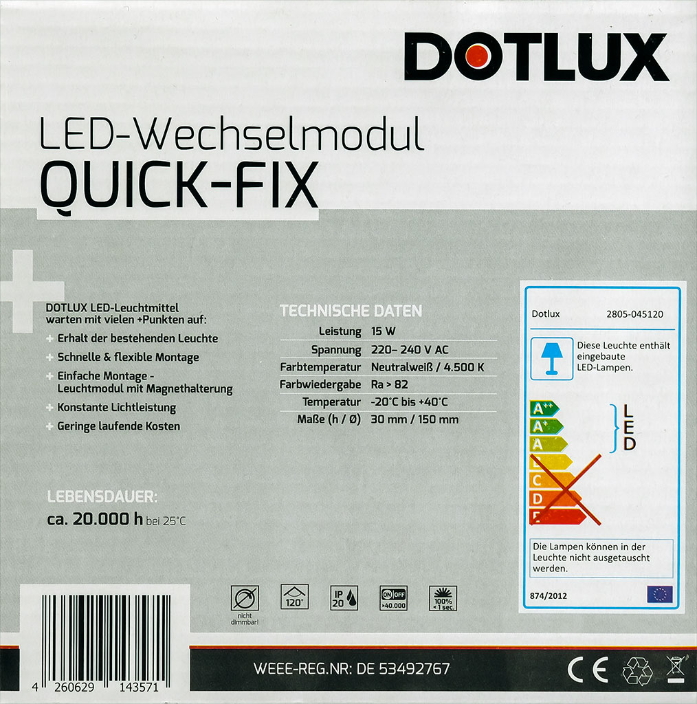 Dotlux QUICK-FIX 2805-045120 LED-Wechselmodul Ø15cm 15W 4500K-/bilder/big/2805-045120-5.jpg