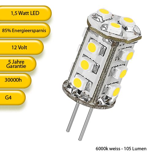 Goobay 30356  LED-Chip für G4 Lampensockel 15 SMD LEDs Leuchtfarbe-/bilder/big/30356.jpg