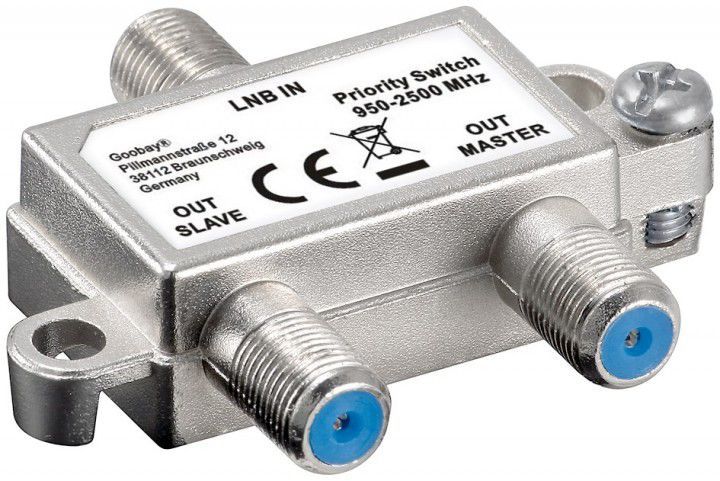 Vorrang-Schalter Verteiler 2-fach 1 LNB auf 2 SAT-Receiver 