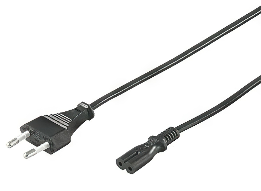 5 Stück - Netzkabel Länge: 3 m schwarz Eurostecker>Doppelbuchse 