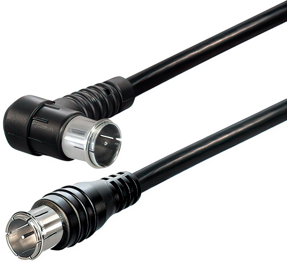 2.5 m Sat-Anschlusskabel Quick F-Stecker - Quick F-Winkelstecker, mit F-Quicksteckern ein Winkelstecker Länge: 2.5 m schwarz