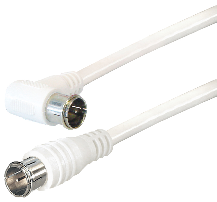 1.5 m Sat-Anschlusskabel Quick F-Stecker - Quick F-Winkelstecker, mit F-Quicksteckern ein Winkelstecker Länge: 1.5 m weiß