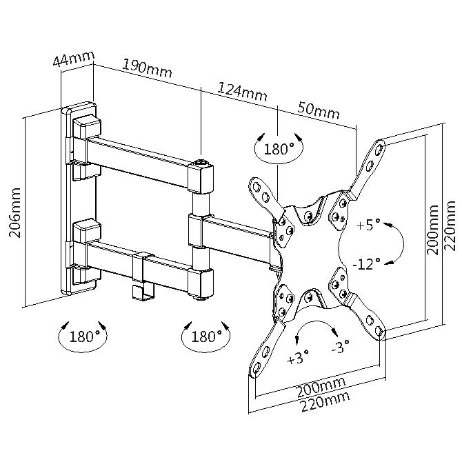 Wandhalter für Flachbildschirme MyWall HF11-2-/bilder/big/HF11-2W_TZ.jpg