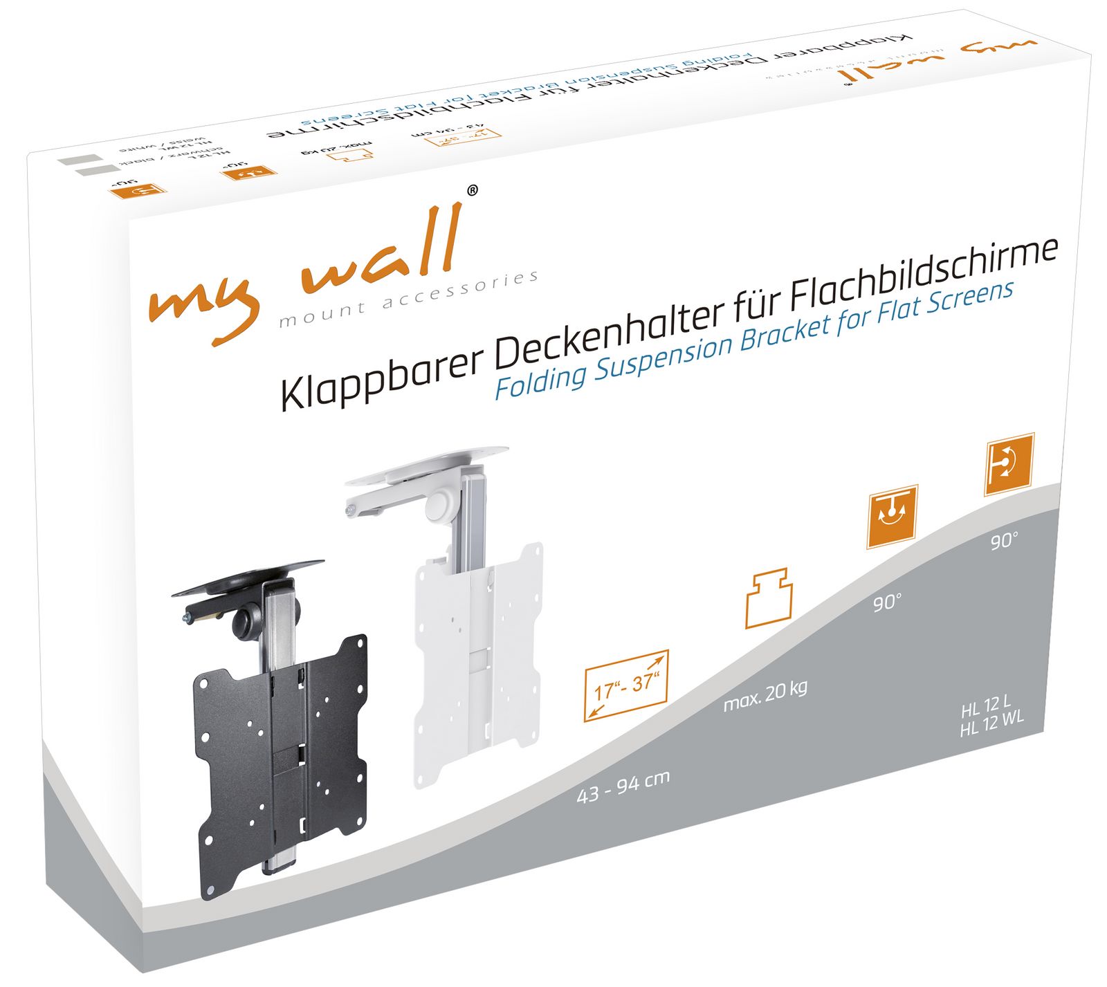 Klappbarer Deckenhalter für Flachbildschirme My Wall HL12W-/bilder/big/HL12_HL12W_box.jpg