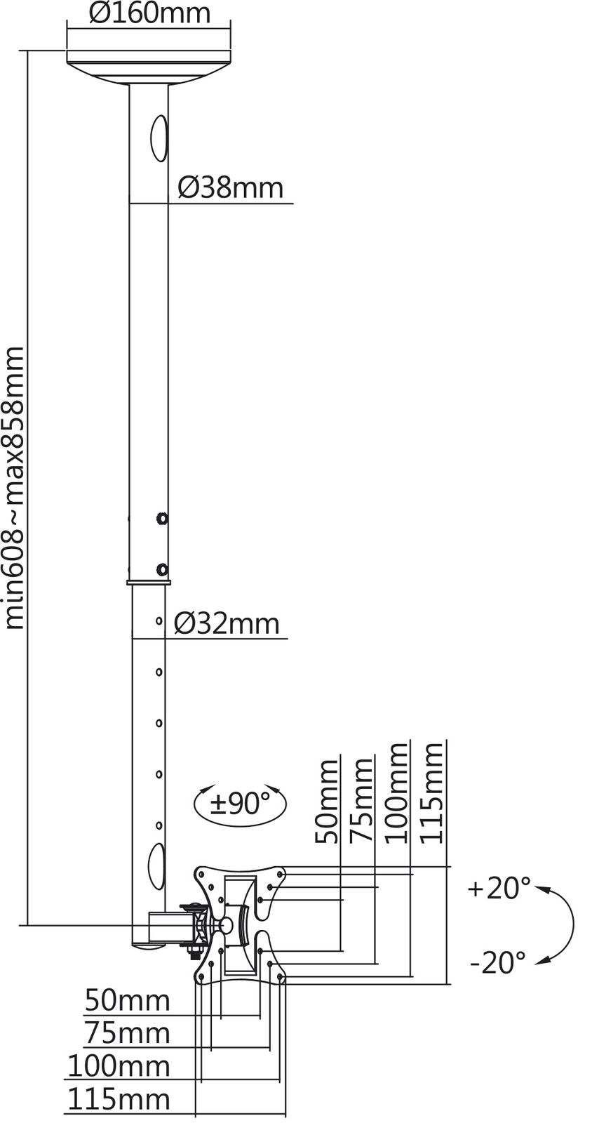 Deckenhalter für LCD TV MyWall HL4-1W-/bilder/big/HL4-1-TZ.jpg