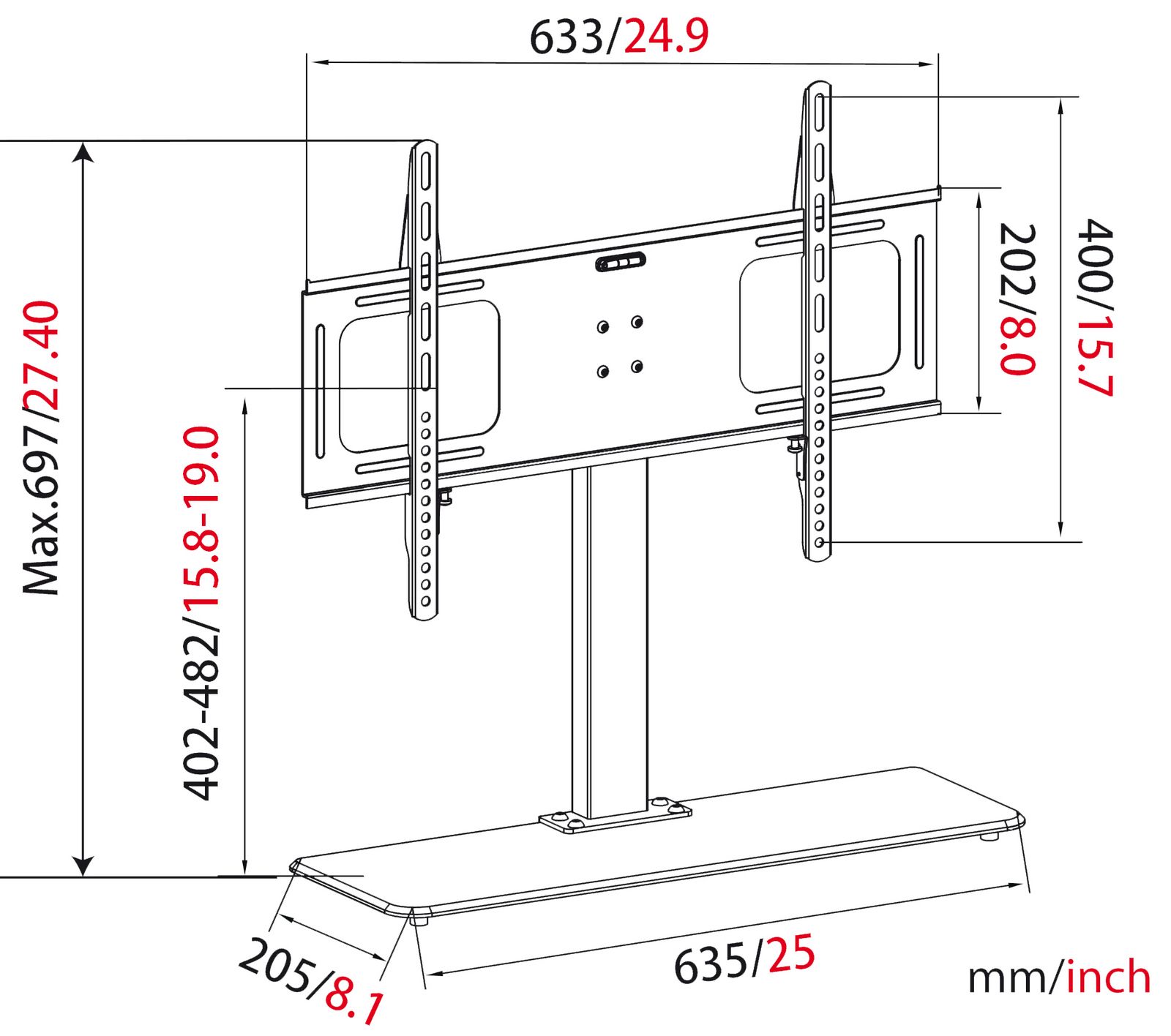 Standfuß für LCD TV My Wall HP2DW-/bilder/big/HP2DL_TZ.jpg