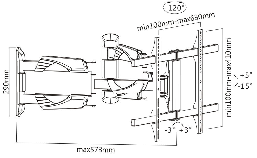 Wandhalter für Curved- und Flachbildschirme zur Eckmontage My Wall HP41C-/bilder/big/HP41C_TZ.jpg