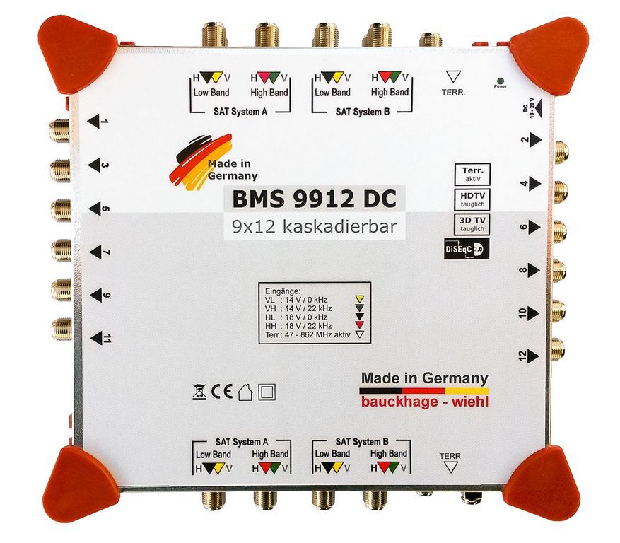 Multischalter 9/12 - Bauckhage BMS 9912 DC 2 Satelliten für 12 Teilnehmer