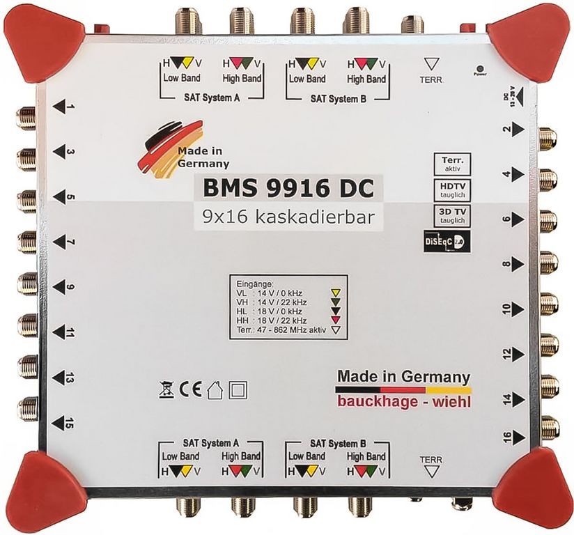 Multischalter 9/16 - Bauckhage BMS 9916 DC 2 Satelliten für 16 Teilnehmer