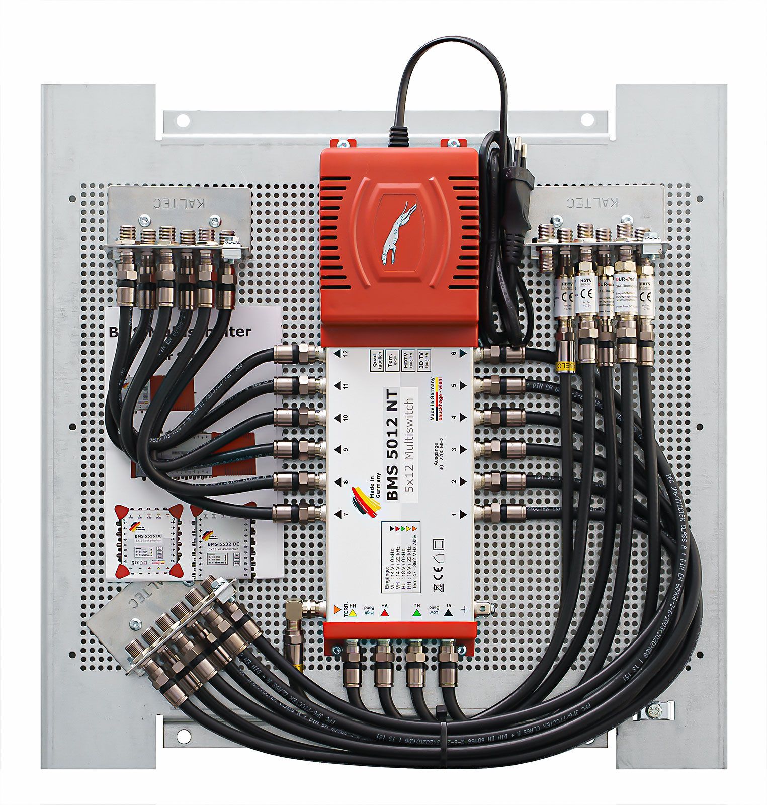 Multischalterpanel 5/12 - XmediaSat MP-BMS512 für 12 Teilnehmer vormontiert mit Potentialausgleich und Überspannungsschutz