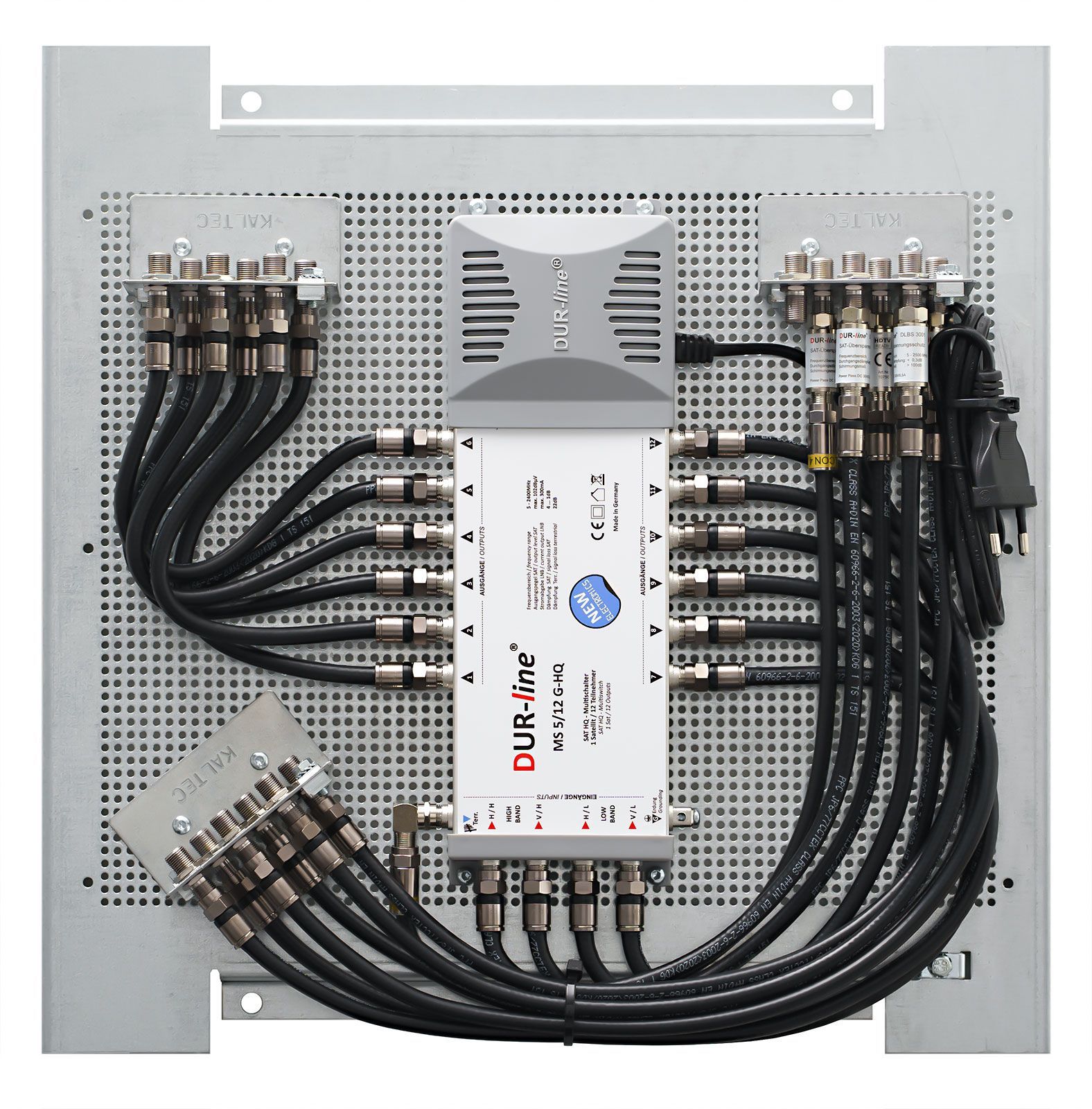 Multischalterpanel 5/12 - XmediaSat MP-DMS512 für 12 Teilnehmer vormontiert mit Potentialausgleich und Überspannungsschutz