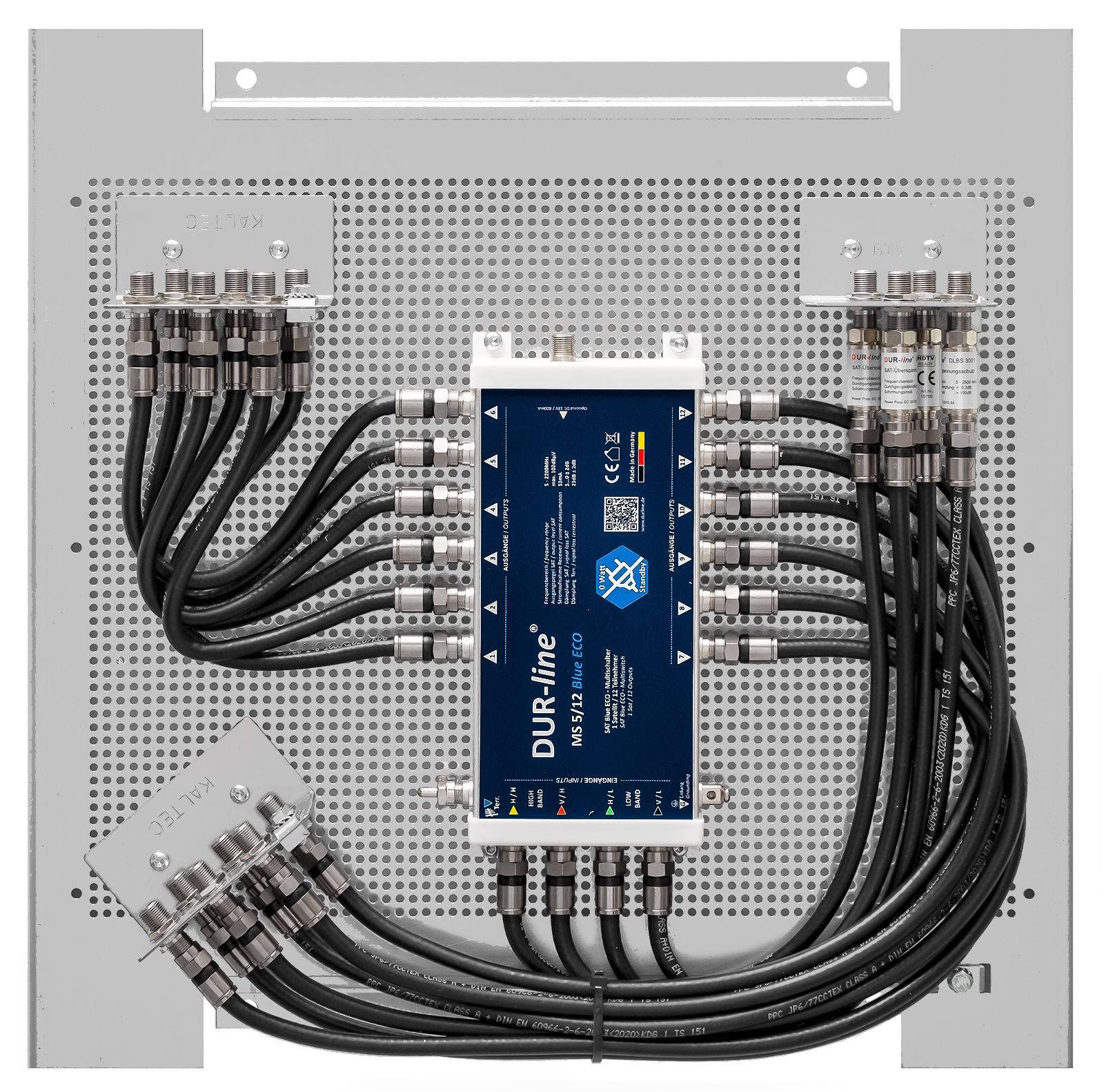 Multischalterpanel 5/12 - XmediaSat MP-DMS512ECO für 12 Teilnehmer vormontiert mit Potentialausgleich und Überspannungsschutz