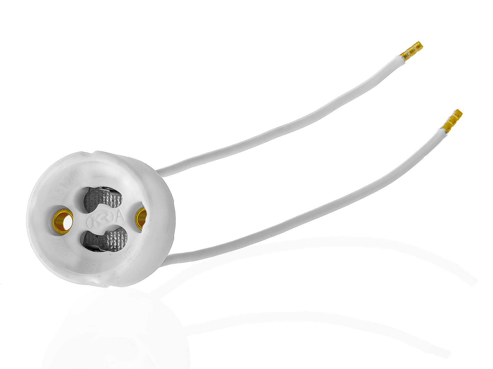 6x GU10 Lampenfassungen Sockel aus Keramik mit Qualitäts Silikonkabel für LED und Halogenleuchtmittel XmediaSat GU10.S6 weiß