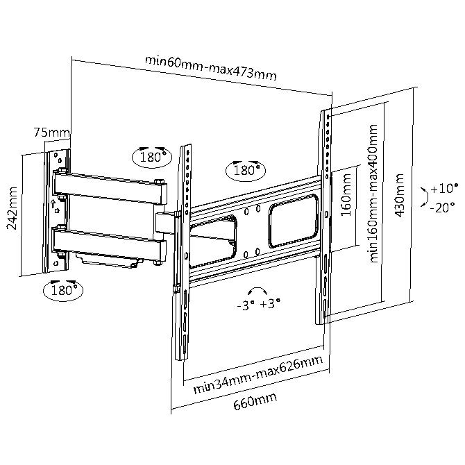 Vollbeweglicher Wandhalter für LCD TV My Wall H25-2W-/bilder/big/h25-2_tz.jpg