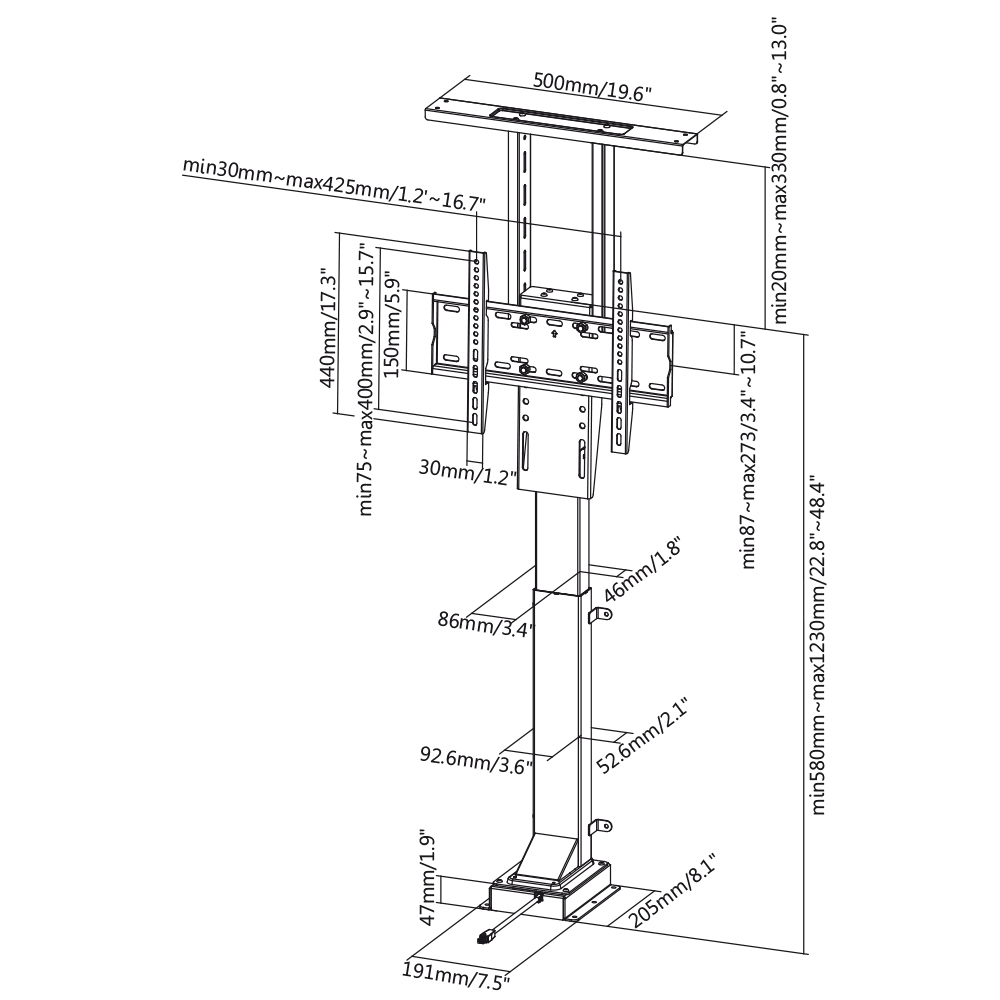 Motorisierter TV Einbaulift zum integrieren in Möbel MyWall HP33-2-/bilder/big/hp33-1l_tz.jpg