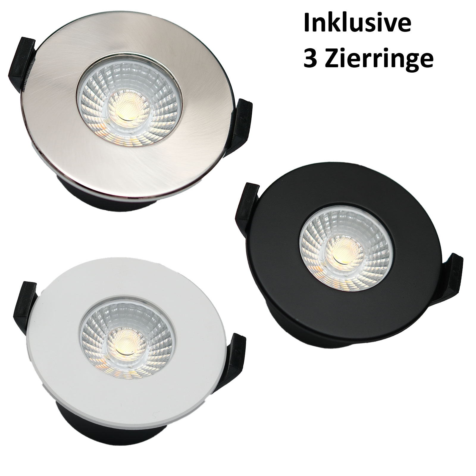 Luxna Lighting LXLEDDL5-7.5WCCT4 LED Einbaustrahler 230 V dimmbar |-/bilder/big/inkl3farbringe.jpg
