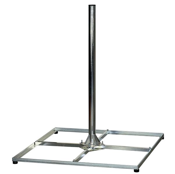 4 Platten Flachdachständer für Sat-Schüssel MS-110098 Masthöhe: 120 cm Ø: 60 mm für 4 Betonplatten (50 cm) galvanisiert verzinkt Sat-Standfuß Balkonständer inkl. 4 Gummifüsse