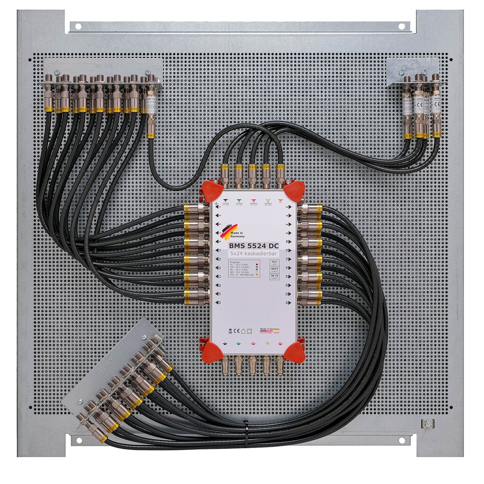 Multischalterpanel 5/32 - XmediaSat MP-BMS5532DC für 32 Teilnehmer vormontiert mit Potentialausgleich und Überspannungsschutz