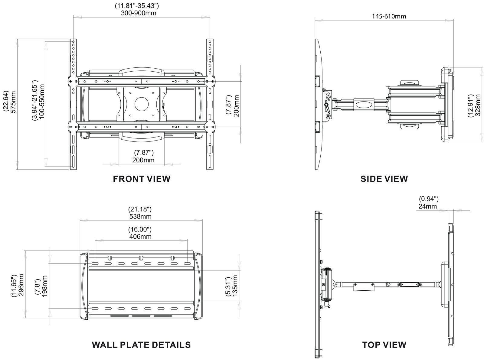 Wandhalter für Flach-Bildschirm My Wall P1-2-/bilder/big/p1-2l_tz.jpg