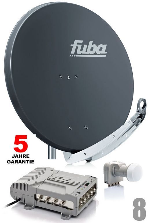 8 Teilnehmer Sat-Anlage - Fuba Profi85 HD08A Schüsselgröße: 85 cm 8 Anschlüsse anthrazit 4K / 3D / HDTV ready