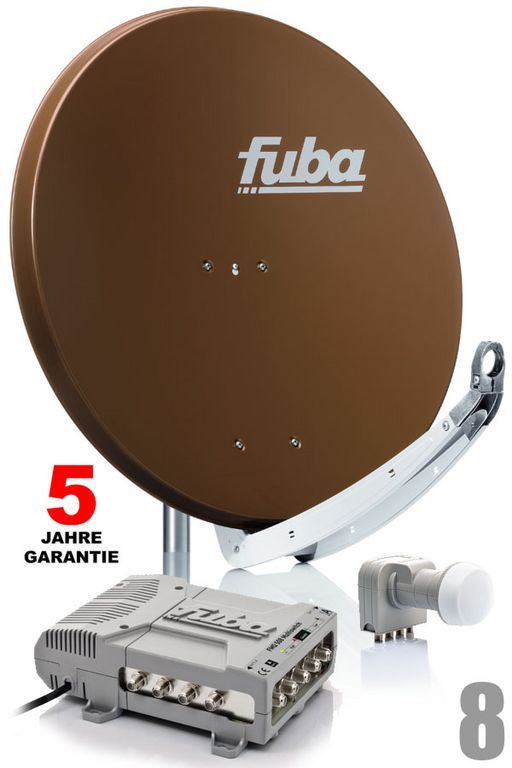 8 Teilnehmer Sat-Anlage - Fuba Profi85 HD08B Schüsselgröße: 85 cm 8 Anschlüsse braun 4K / 3D / HDTV ready