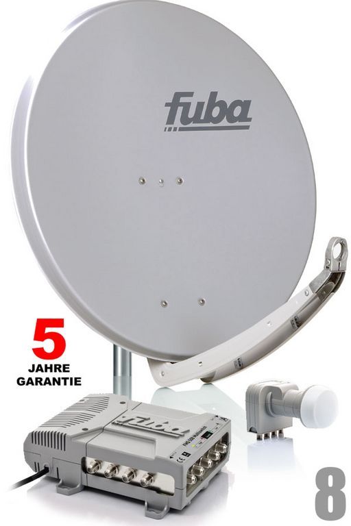 8 Teilnehmer Sat-Anlage - Fuba Profi85 HD08G Schüsselgröße: 85 cm 8 Anschlüsse grau 4K / 3D / HDTV ready