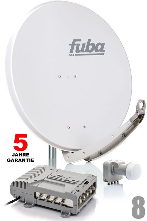 8 Teilnehmer Sat-Anlage - Fuba Profi85 HD08W Schüsselgröße: 85 cm 8 Anschlüsse weiß 4K / 3D / HDTV ready