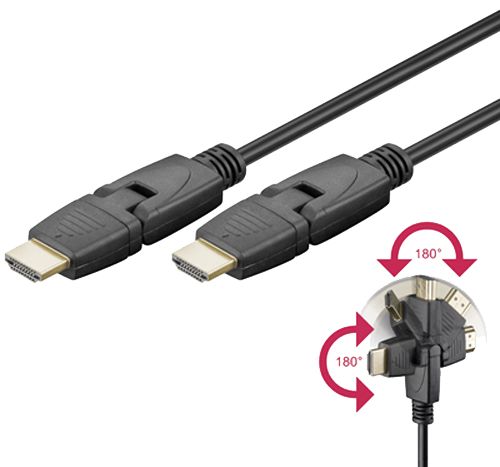 Wentronic 31913  High Speed HDMI Kabel 1 m HDMI® Stecker> HDMI® Stecker; drehbar