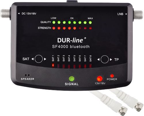 Sat-Finder-Messgerät/Messhilfe zum Einmessen von Sat-Anlagen DUR-line SF 4000 BT mit 8 vor eingestellten Satelliten inkl. Smartphone Bluetooth-App