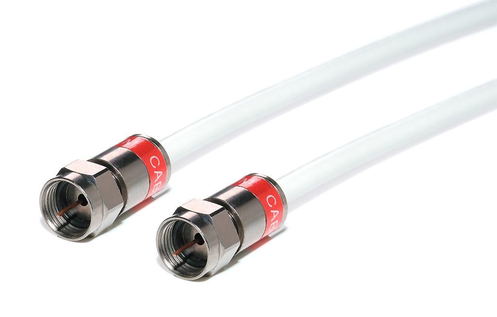 4m Antennenkabel F-Stecker / F-Stecker - CO7B90AF-2QM4 Länge: 4 m 4.3 mm 120 dB weiß mit wasserdichten Kompressionsteckern