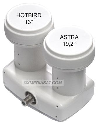 Maximum Doppel LNB XO-61 Single Monoblock LNB 3D & 4K ready 2 Satelliten Astra + Hotbird für 1 Anschluss