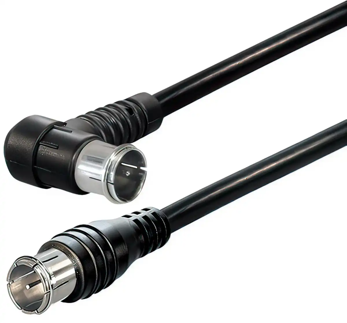 2.5 m Sat-Anschlusskabel Quick F-Stecker - Quick F-Winkelstecker, mit F-Quicksteckern ein Winkelstecker Länge: 2.5 m schwarz