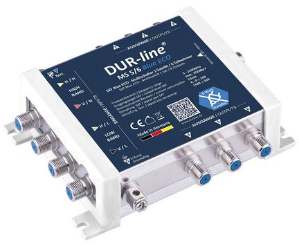 11111Multischalter 5/6 - DUR-line Blue eco Stromspar für 6 Teilnehmer kein Netzteil notwendig - 0 Watt Standby Multiswitch [Digital HDTV FullHD 4K UHD]